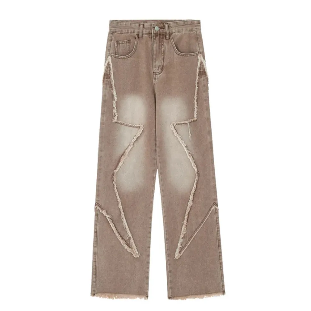 "Hip Hop Big Pentagram Distressed" Jeans