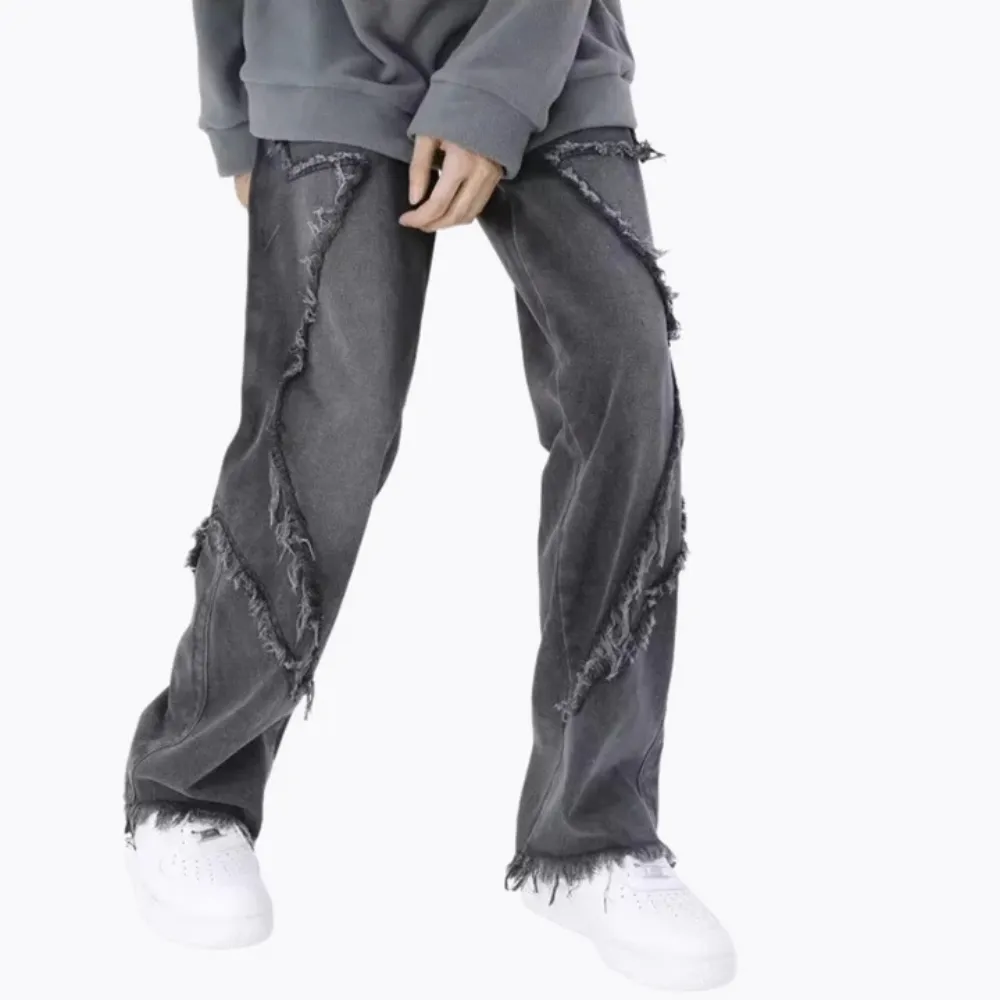 "Hip Hop Big Pentagram Distressed" Jeans