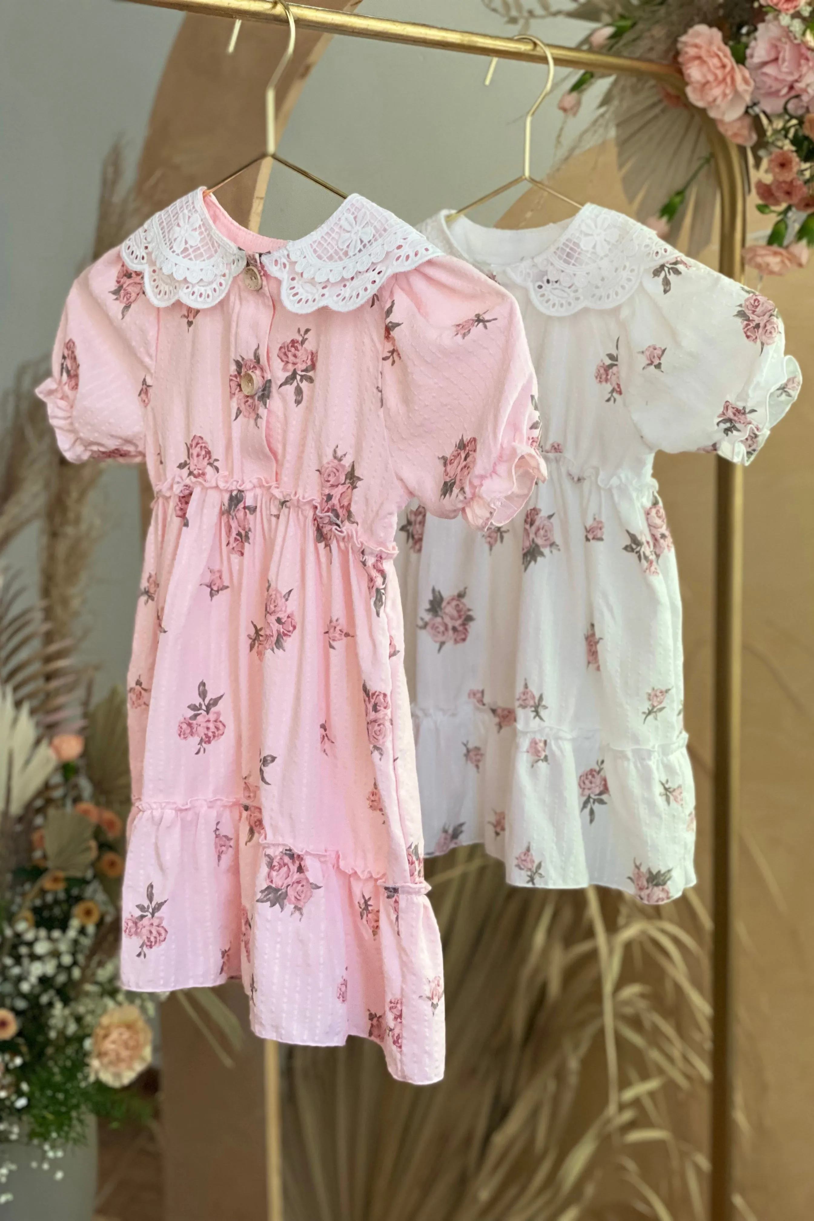 "Melodie" Pink Vintage Floral Dress