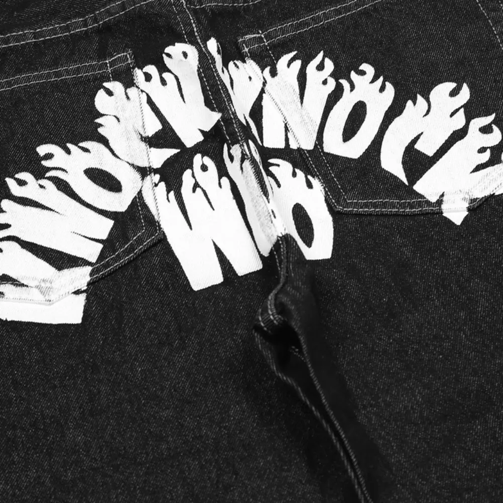 "Urban Hip Hop Devil Embroidery" Jeans