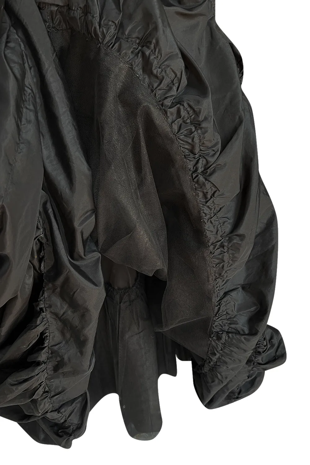 Rare 1961 Norman Hartnell Couture Black Silk Taffeta Dress w Crystal Detailing