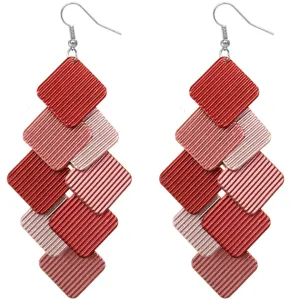 Red Cascade Layered Dangle Earrings