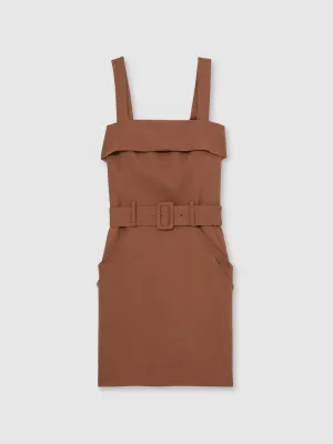 Reiss Belted Mini Dress in Brown
