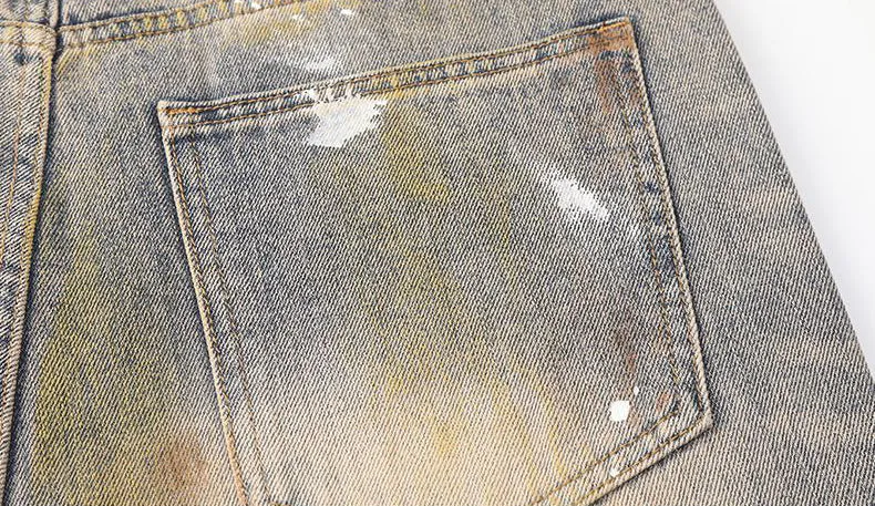 Relaxed Fit Washed Cotton Jeans with Unique Splash Pattern