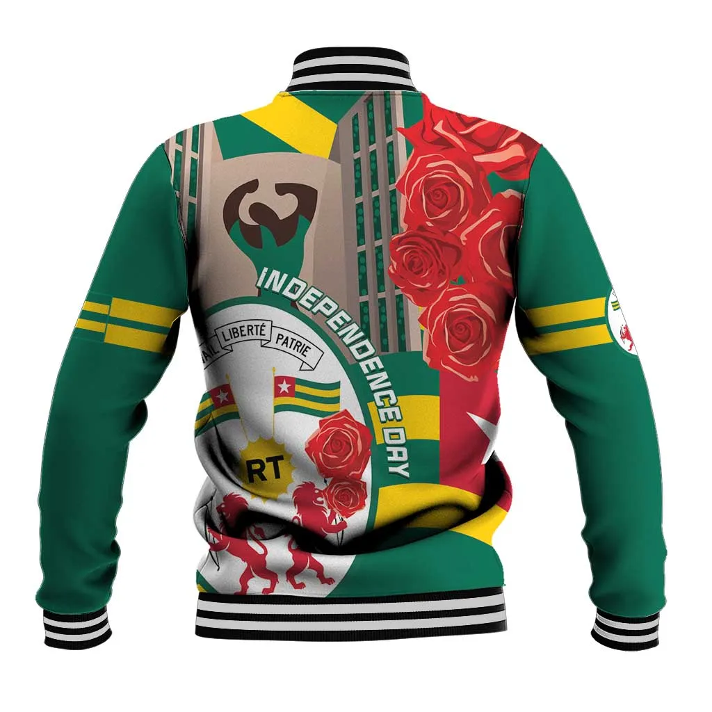 Republique Togolaise Monument de l'Independance Baseball Jacket African Pinkish Rose Coat Of Arms LT14