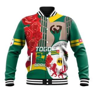 Republique Togolaise Monument de l'Independance Baseball Jacket African Pinkish Rose Coat Of Arms LT14
