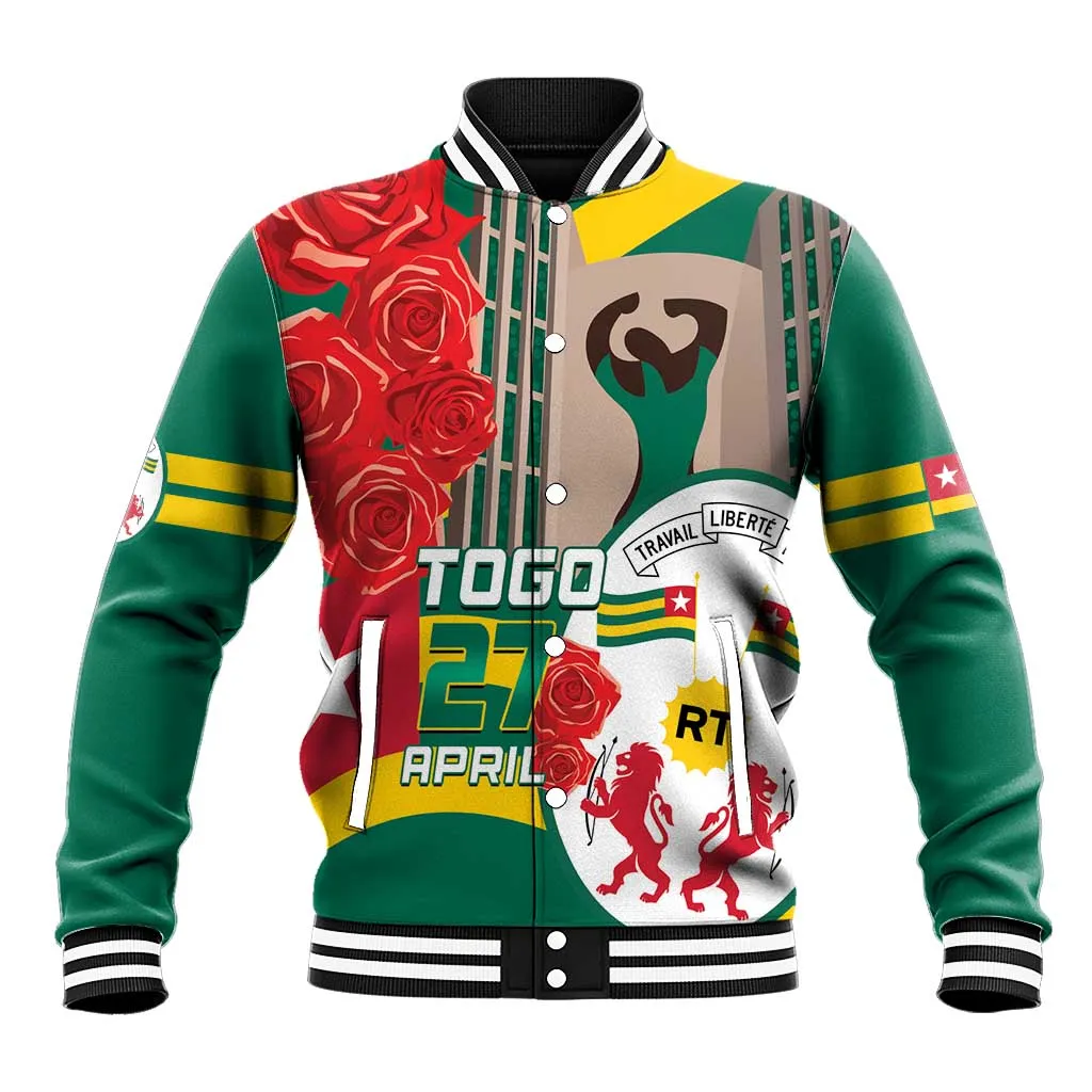 Republique Togolaise Monument de l'Independance Baseball Jacket African Pinkish Rose Coat Of Arms LT14