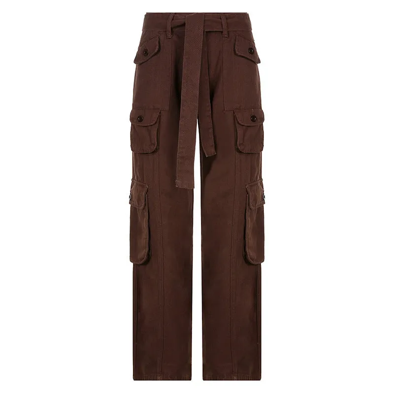 Retro Grey Work Jeans For Women European-american Style
