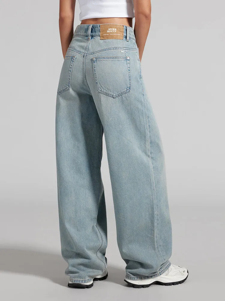 Retro High Waisted Straight Fit Jeans