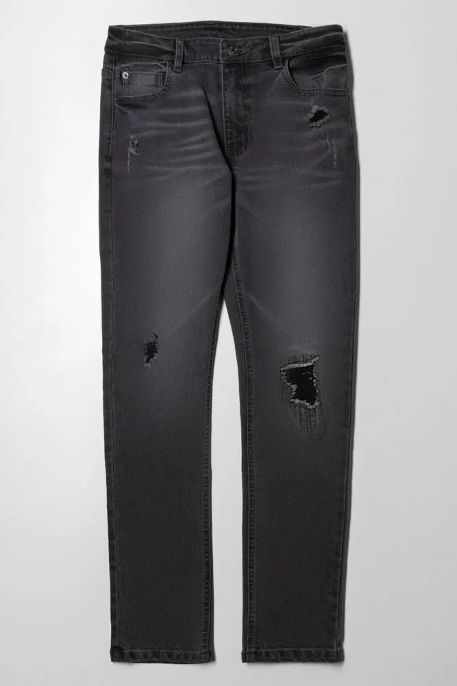 Rip And Repair Denim Jeans Grey
