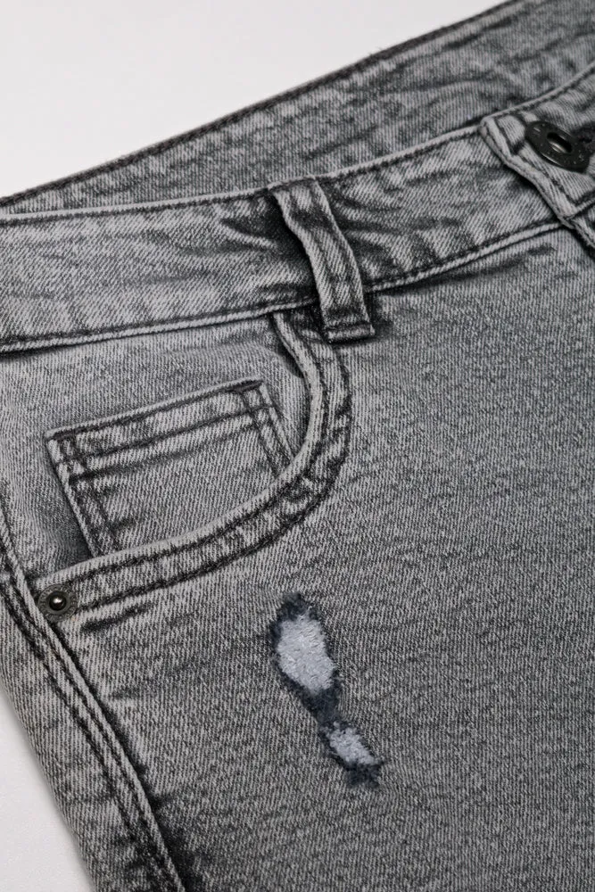 Ripped Denim Jeans Grey
