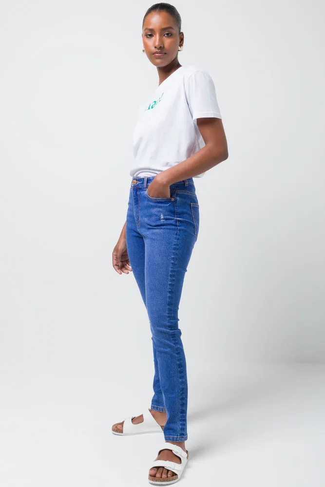 Ripped Skinny Denim Jeans Blue