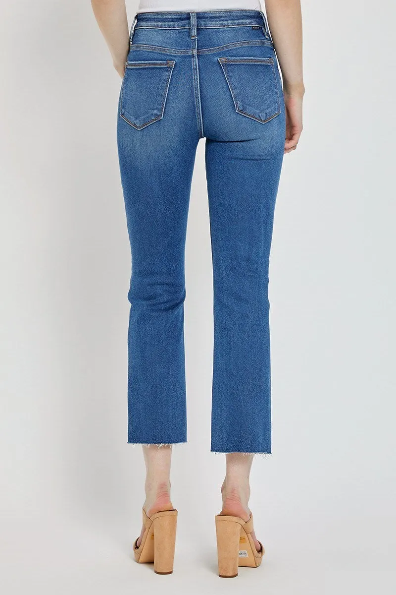 Risen High Rise Ankle Straight Jeans - Dark