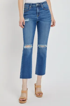 Risen High Rise Ankle Straight Jeans - Dark