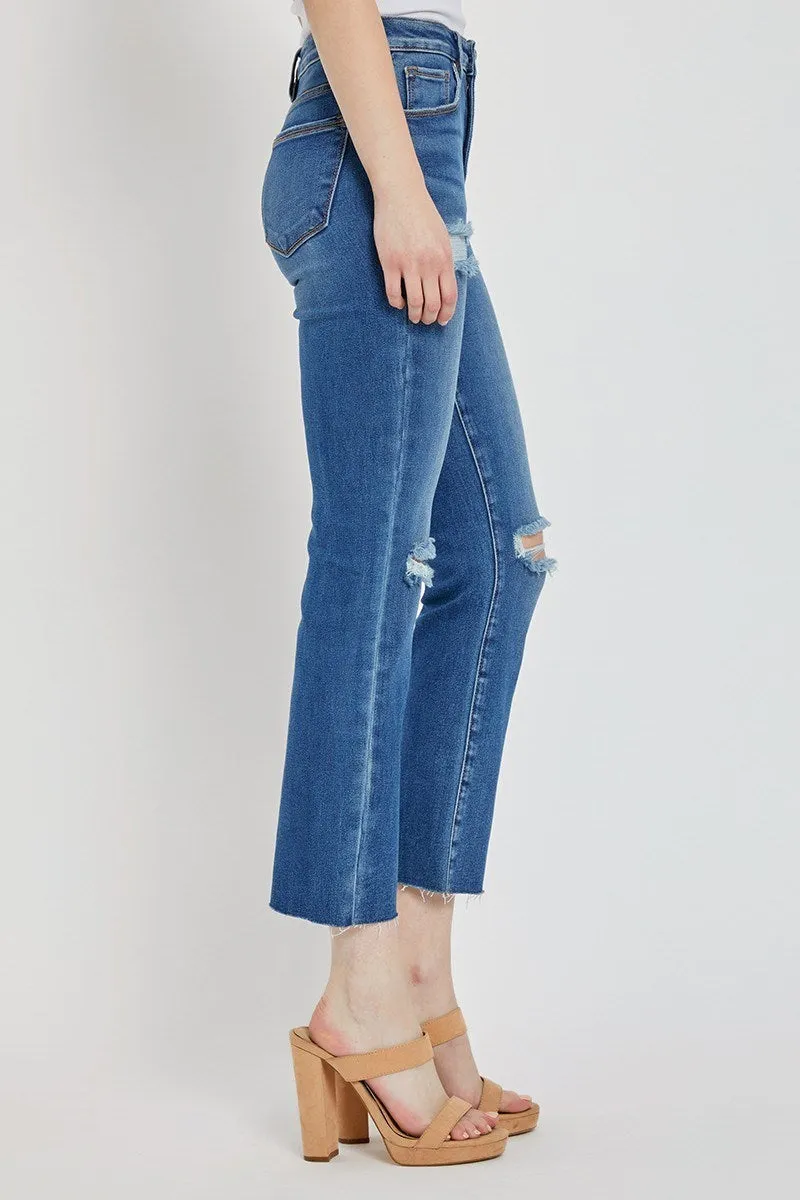 Risen High Rise Ankle Straight Jeans - Dark