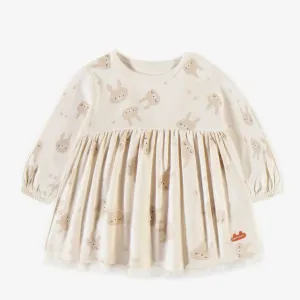 Robe cache-couche crème en coton biologique, naissance || Cream bodysuit dress in organic cotton, newborn