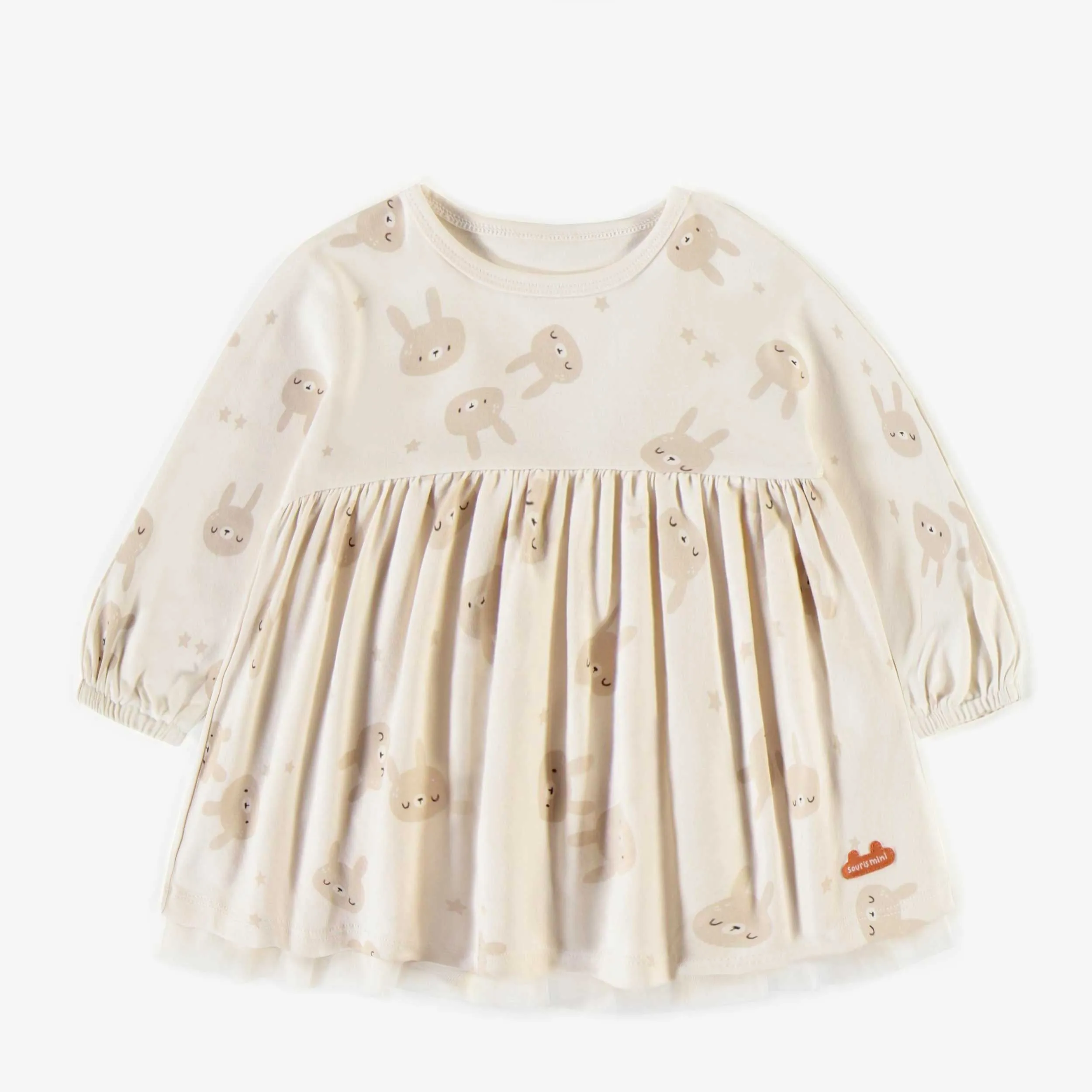 Robe cache-couche crème en coton biologique, naissance || Cream bodysuit dress in organic cotton, newborn