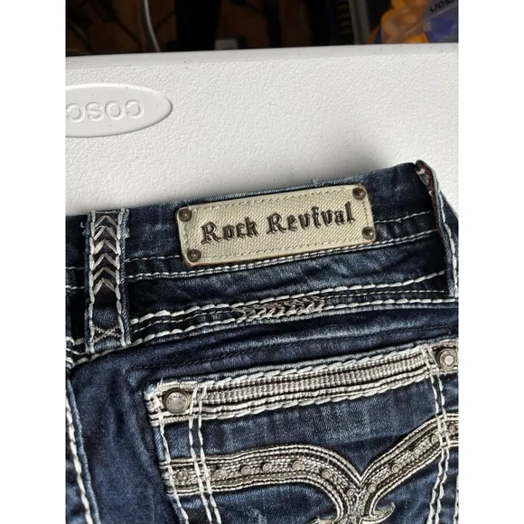 Rock Revival Jeans Womens 31 Blue Mei Skinny Stretch Denim Distressed