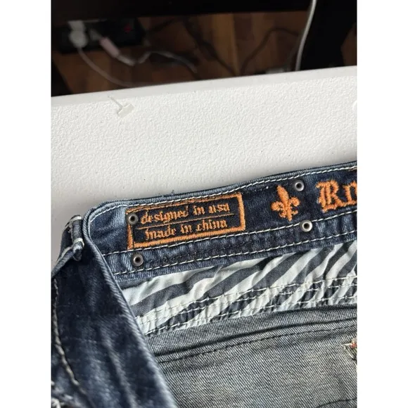Rock Revival Jeans Womens 31 Blue Mei Skinny Stretch Denim Distressed