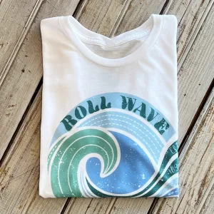 Roll Wave Circle Crop Top-white