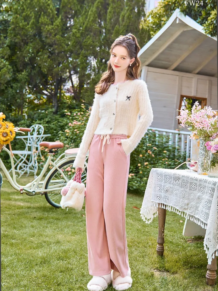 Rose Soft Ribbed Pants