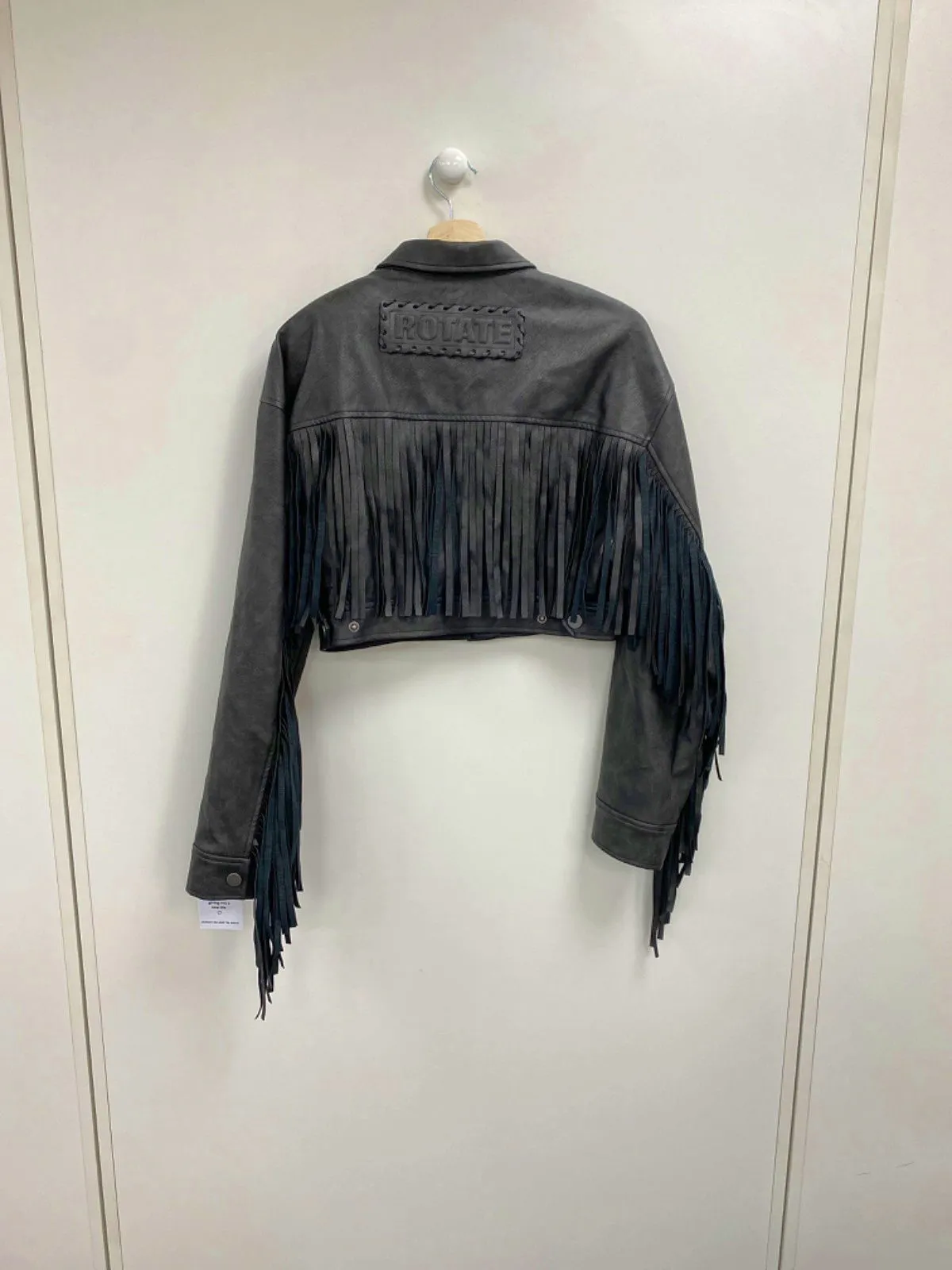 ROTATE Black Fringed Cropped Jacket UK 8