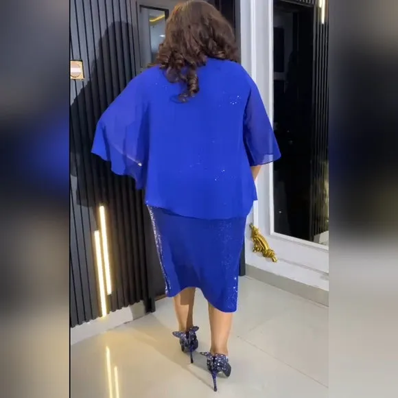 ROYAL BLUE SHIMMER MIDI DRESS