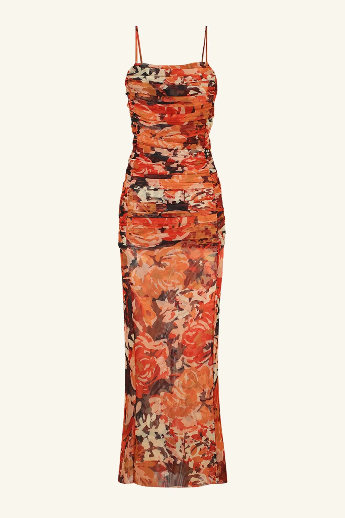 Rubi Open back Ruched Midi Dress