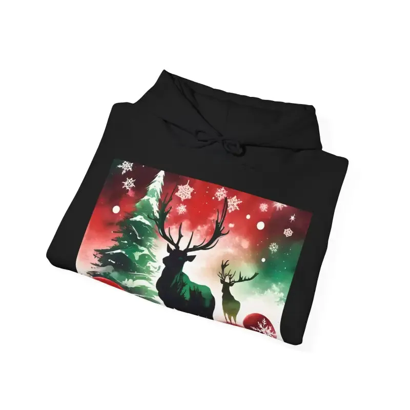 Rudolf Reindeer with Christmas Tree Hooded Sweatshirt