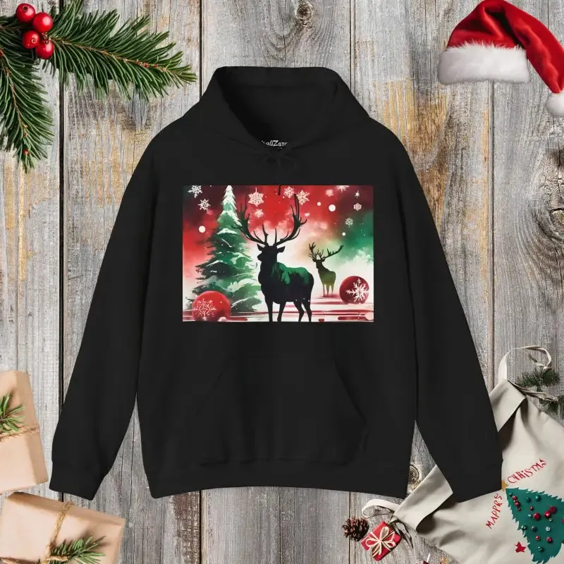 Rudolf Reindeer with Christmas Tree Hooded Sweatshirt