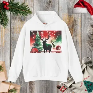 Rudolf Reindeer with Christmas Tree Hooded Sweatshirt