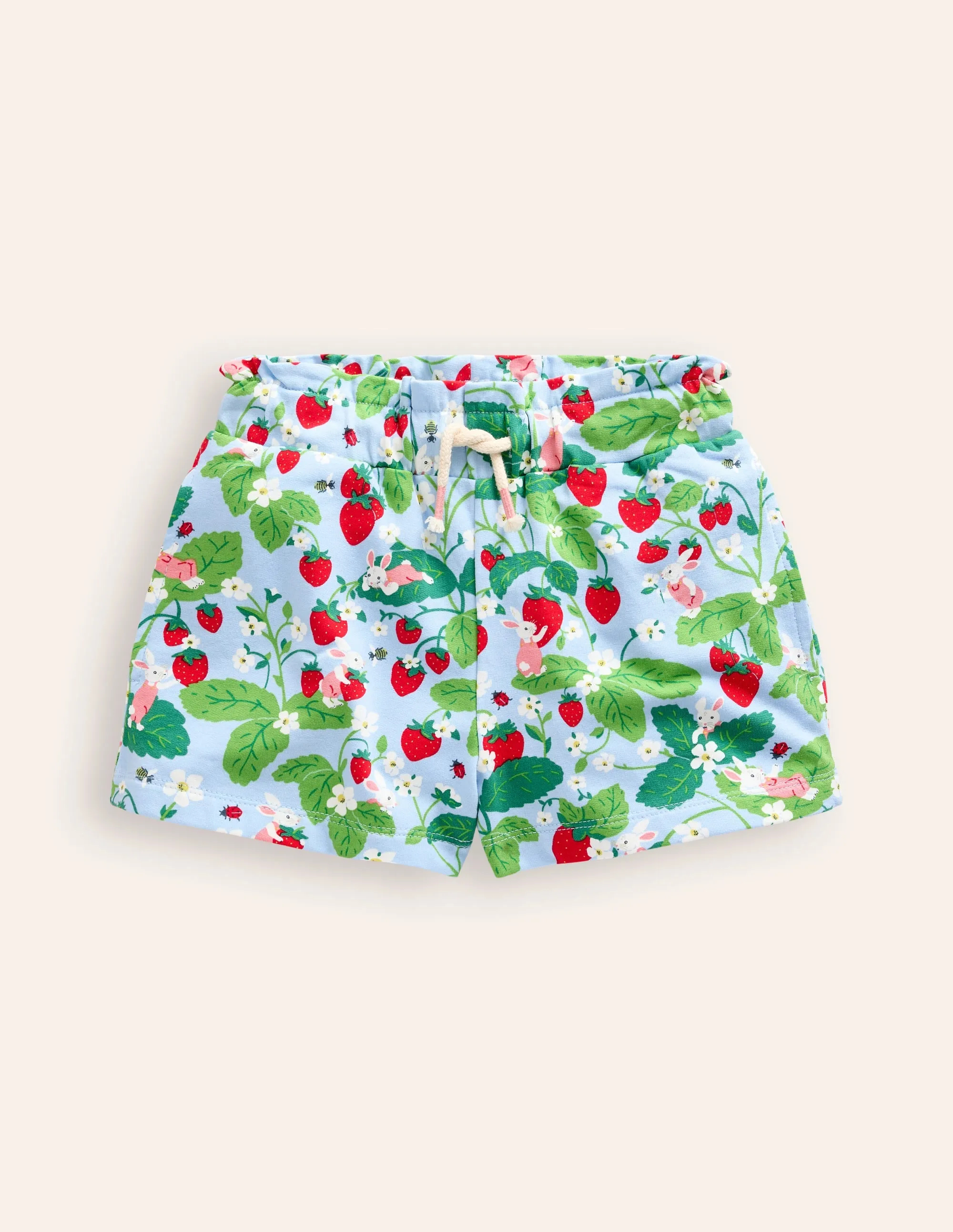 Ruffle Waist Sweat Shorts-Strawberry Field