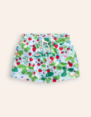 Ruffle Waist Sweat Shorts-Strawberry Field