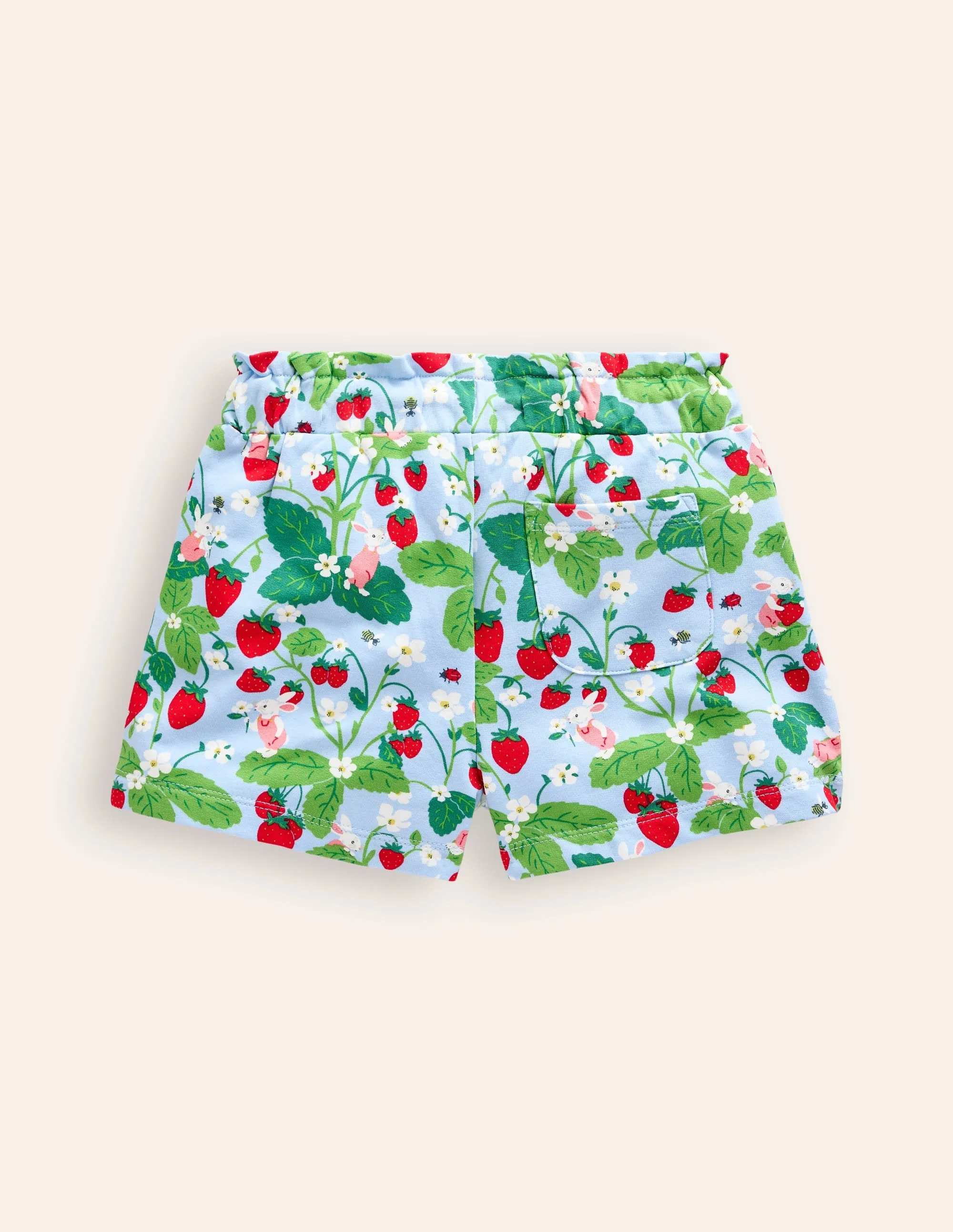 Ruffle Waist Sweat Shorts-Strawberry Field