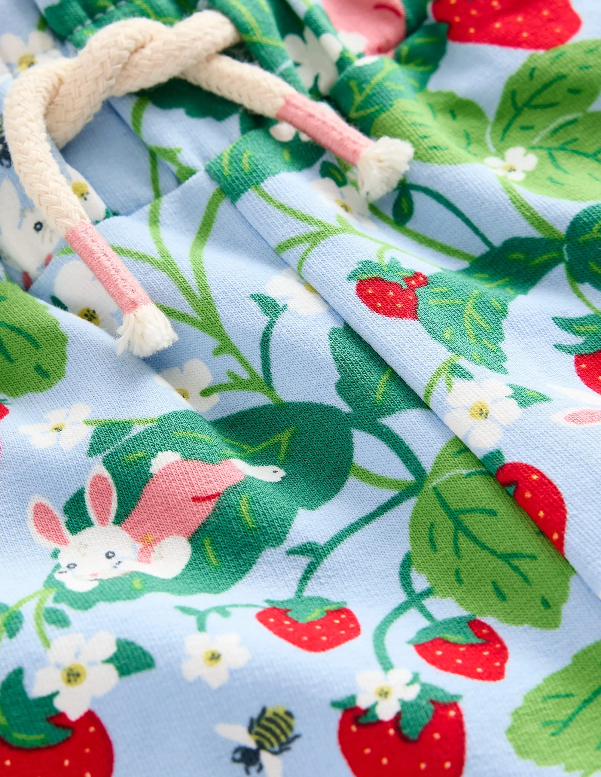Ruffle Waist Sweat Shorts-Strawberry Field