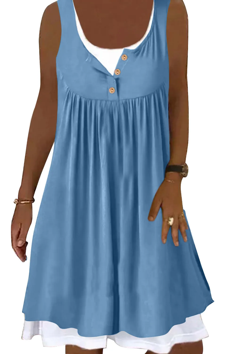 Ruffled Fake Two-piece Sleeveless Mini Dress
