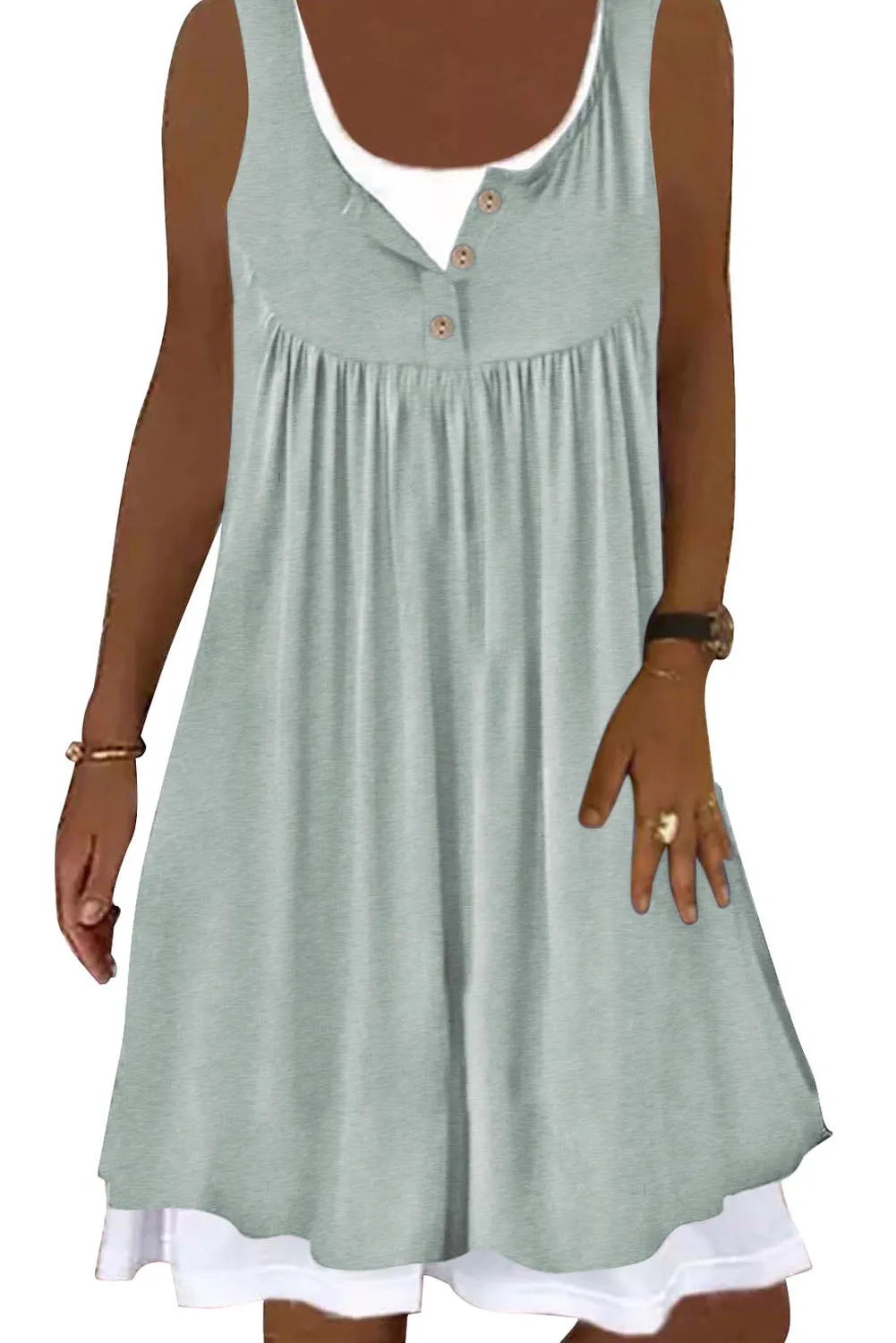 Ruffled Fake Two-piece Sleeveless Mini Dress