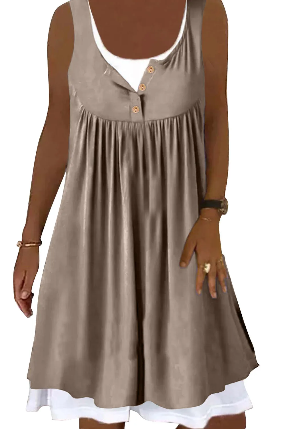 Ruffled Fake Two-piece Sleeveless Mini Dress