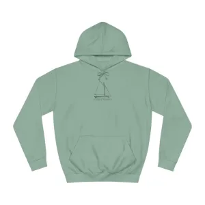 Sailboat With Motor Okauchee Lake Coordinates - Medium Weight Hoodie