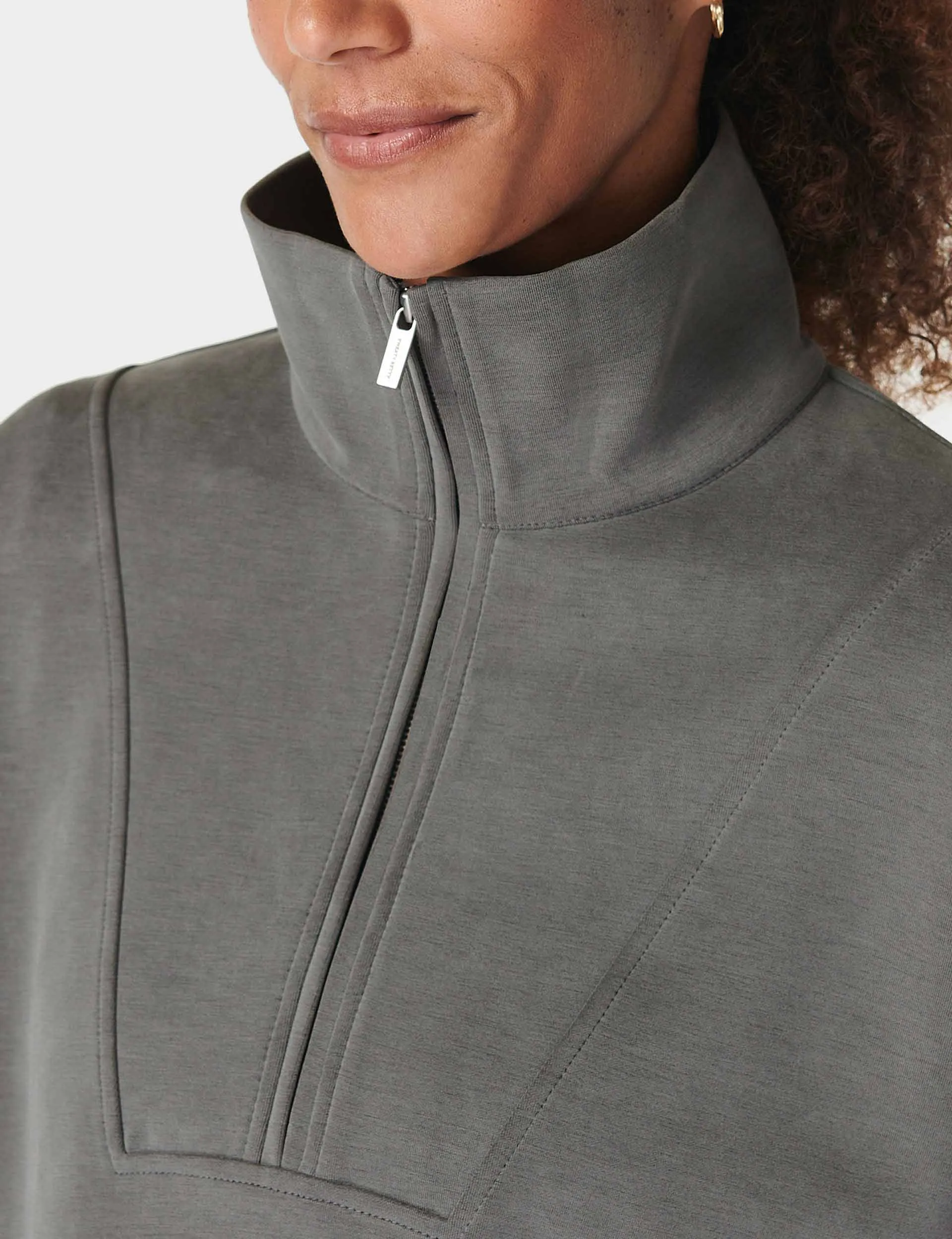 Sand Wash Funnel Neck Half Zip - Charcoal Grey