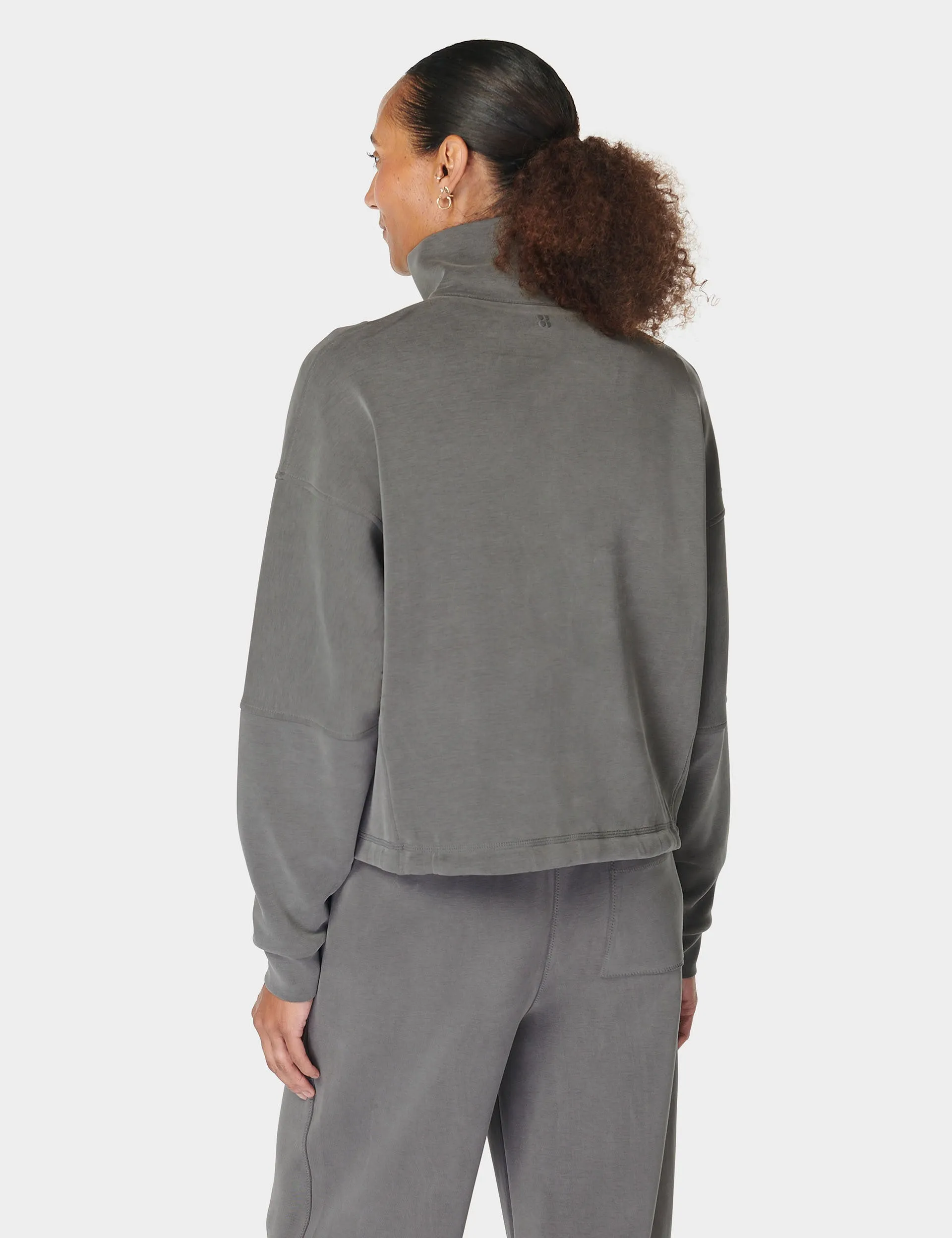 Sand Wash Funnel Neck Half Zip - Charcoal Grey