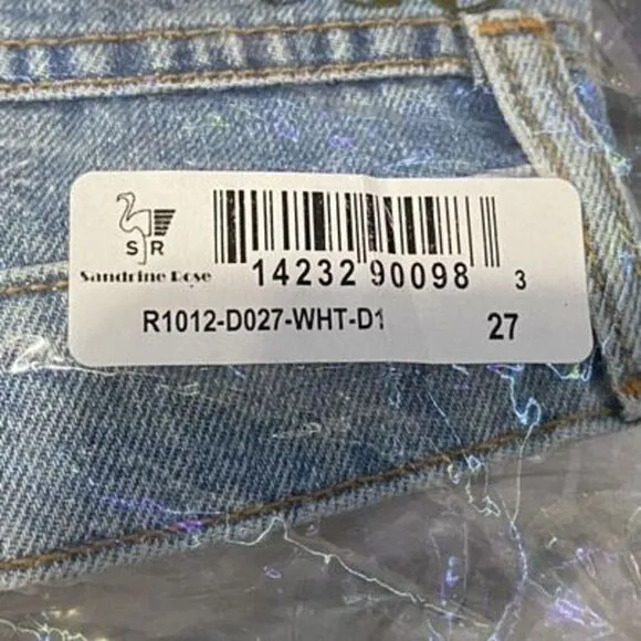 Sandrine Rose Free People Side Zip Button Fly Distressed Denim Shorts Blue Sz 27