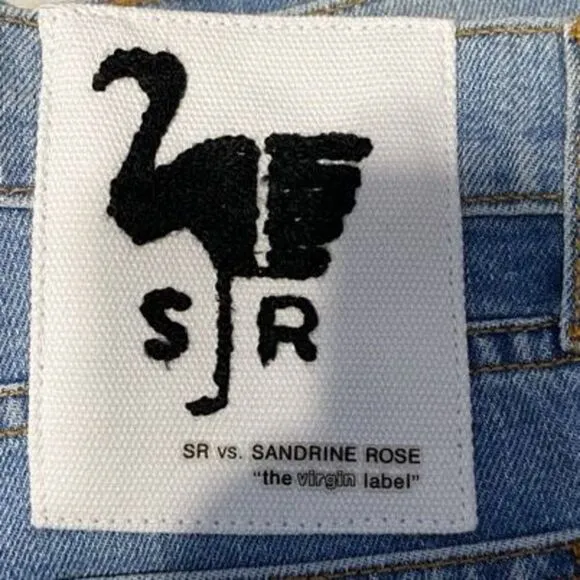 Sandrine Rose Free People Side Zip Button Fly Distressed Denim Shorts Blue Sz 28