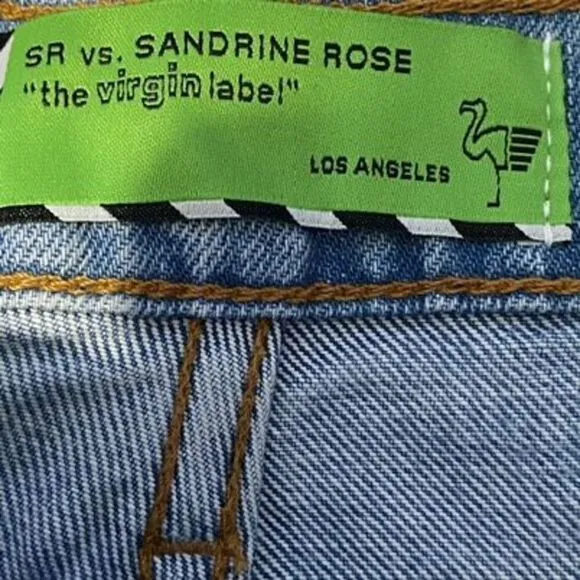 Sandrine Rose Free People Side Zip Button Fly Distressed Denim Shorts Blue Sz 28