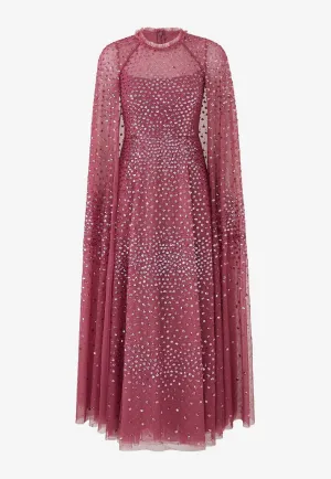 Scatter Dot Cape Maxi Dress