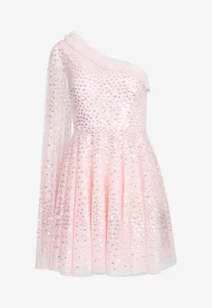 Scatter Dot One-Shoulder Mini Dress