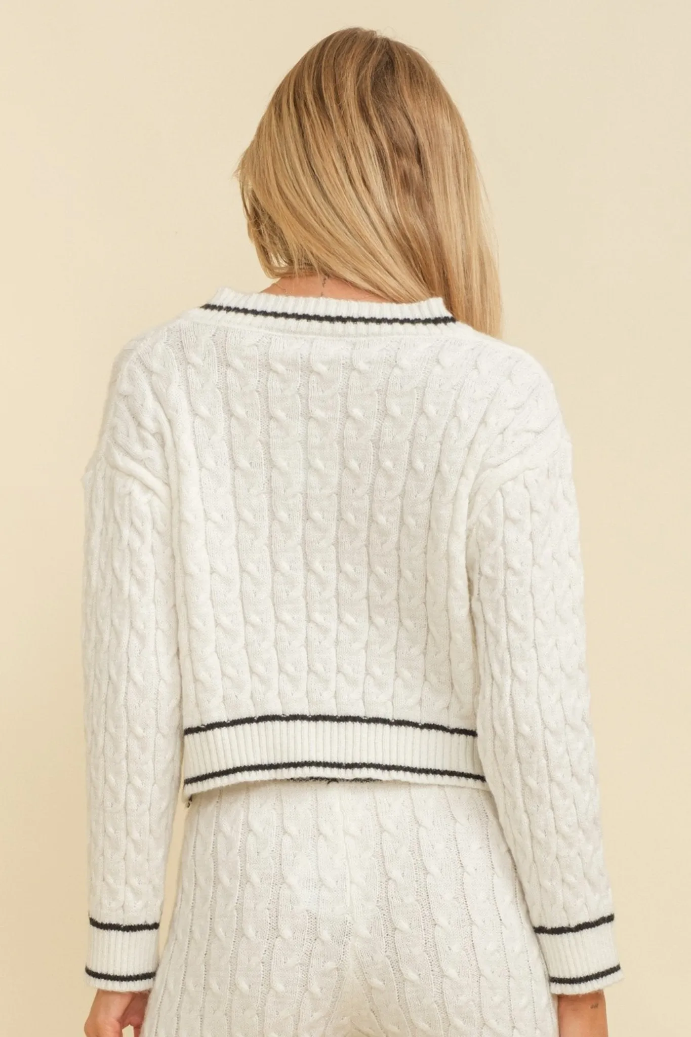 Sharp V-Neck Crop Sweater