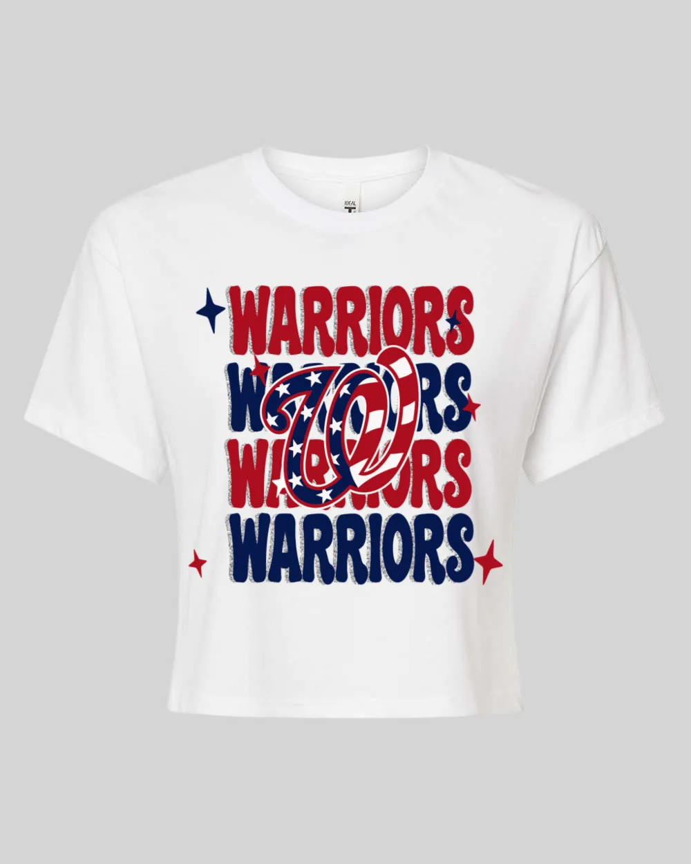 Short Sleeve Cropped Warriors Baseball Stacked Design Shirt/ Multiple Colors