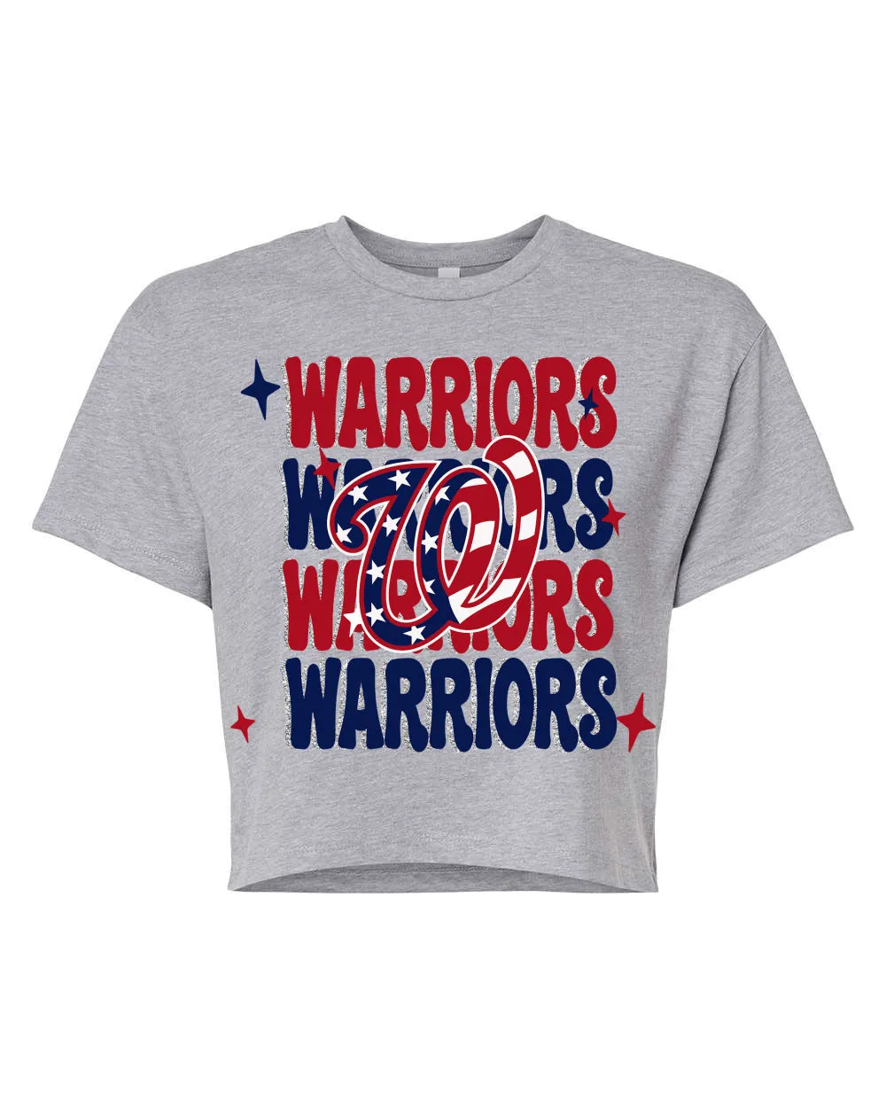 Short Sleeve Cropped Warriors Baseball Stacked Design Shirt/ Multiple Colors