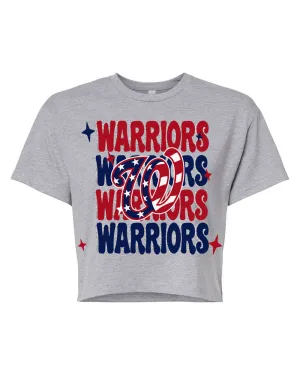 Short Sleeve Cropped Warriors Baseball Stacked Design Shirt/ Multiple Colors